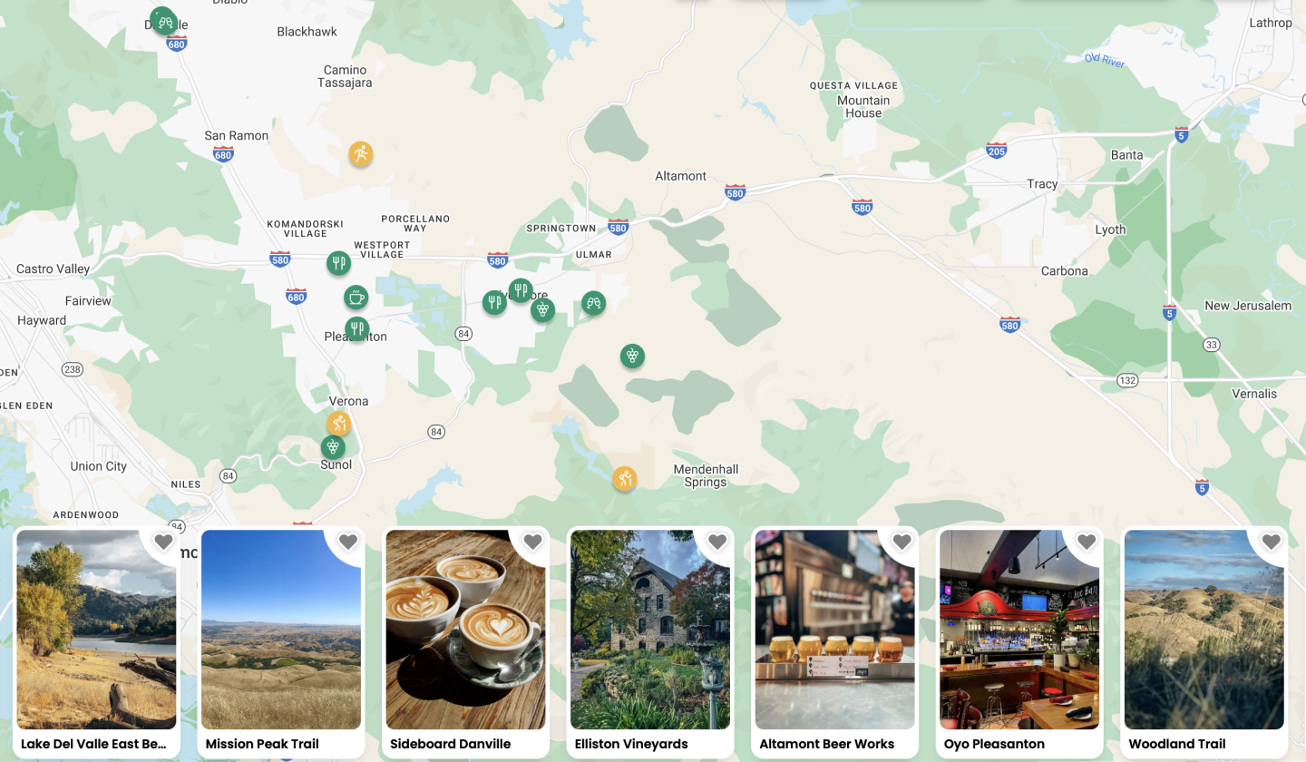 MAP OF THINGS TO DO IN TRI-VALLEY CALIFORNIA